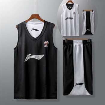 李宁双面篮球服套装男女cba赞助定制球衣大学生训练运动比赛队服黑白