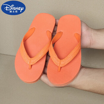 字拖夏季男孩女童中大童外穿沙滩海边越南夹脚拖鞋 橘橙色 儿童人字拖
