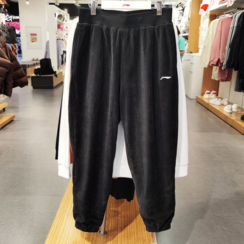 李宁 lining2021新款冬季男子运动健身系列保暖灯芯绒运动裤aklre53