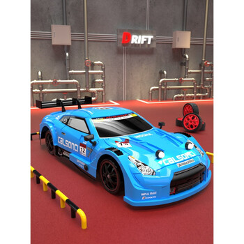 rc高速遥控车黑色gtr儿童玩具四驱漂移车赛车跑车可充电男孩汽车模型