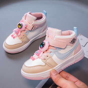 doghc女童运动鞋春秋季新款鞋子女设计感小众休闲板鞋童鞋312岁粉红色