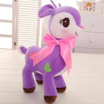 可爱长颈鹿公仔梅花鹿毛绒玩具儿童小鹿布娃娃玩偶男女孩紫色高约35