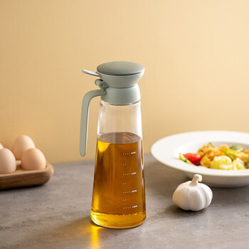 品沐600ml油壶调料瓶 大容量防漏酱油瓶醋瓶 玻璃料酒壶家用油瓶油罐