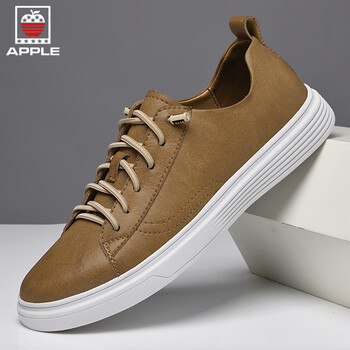美国苹果apple休闲鞋男真皮小白鞋夏季新品男士休闲皮鞋透气低帮运动