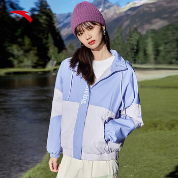 安踏工装外套女春夏季连帽潮流夹克风衣运动宽松休闲上衣商场同款