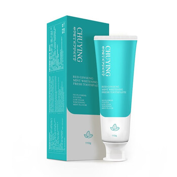 初莹进口红参薄荷味牙膏 木糖醇莹白清新牙膏110g