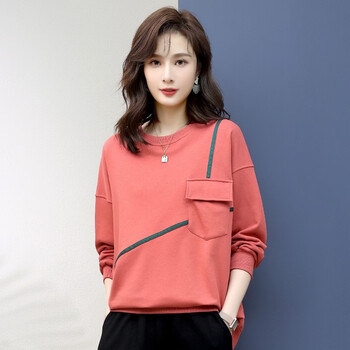 时尚卫衣女春秋新款韩版宽松女士圆领套头衫四十岁中年妈妈休闲减龄