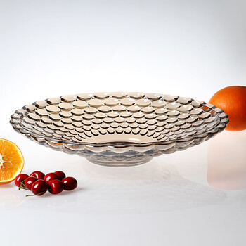 水果盘大号干果盘欧式现代客厅创意水晶玻璃水果盆果斗糖果盘子咖金超