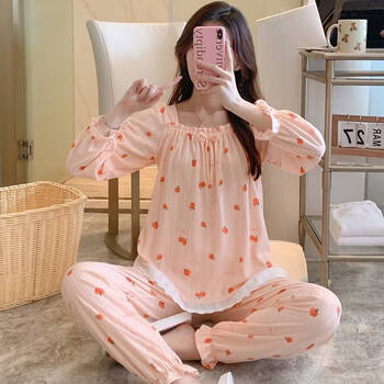 睡衣女学生宽松韩版女大学生宿舍睡衣2022新款春秋长袖睡衣女卡通棉