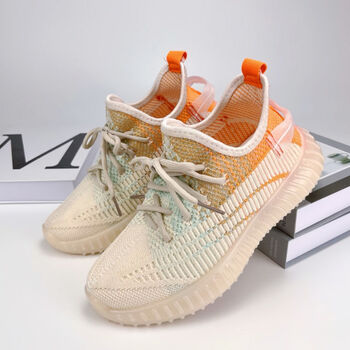 hkfi官方新款椰子鞋女春夏季飞织休闲运动鞋软底高颜值校园潮米色36