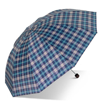 妙普乐英伦格子雨伞折叠男女加大号双人十骨加固防风晴雨伞两用蓝格黄