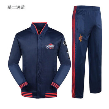 doghc公牛队出场服套装秋冬篮球运动服男热身训练服骑士深蓝色套装l