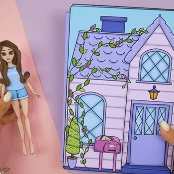 换装纸娃娃深粉色换装娃娃屋diy手工解压半成品安静书女孩玩具书