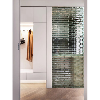 玻璃砖冰晶波纹水晶隔断墙透明彩色气泡售楼部园林景观吧台装修