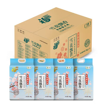 移动端、京东百亿补贴：福临门 雪花飘香 东北大米 10斤*4 箱装