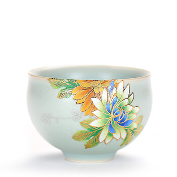 茶具陶瓷杯子主人杯个人喝茶杯款ins2018款 汝窑趴花-悦心杯(65ml)