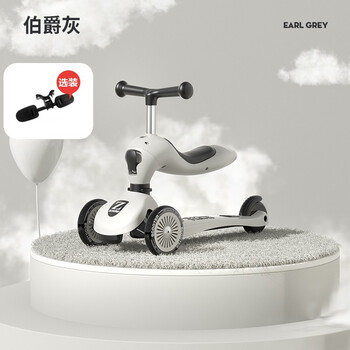 ZINB ANG小宝宝儿童滑板车1-3-6岁三四合一可坐可站可推scooter幼儿滑滑车 灰色二合一
