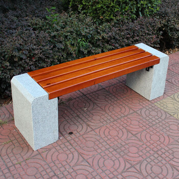 小米石公园椅户外长椅大理石防腐木石凳休闲石头椅子长凳坐凳座椅排椅