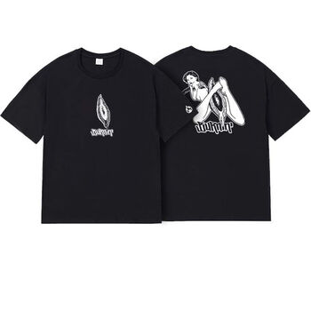 阙洲国潮burnin gai哥同款槟榔妹tee双色印花纯棉宽松