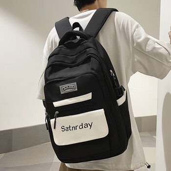 米胖子书包大学生女生高中学生大容量儿童背包酒红色初中生小学生双肩