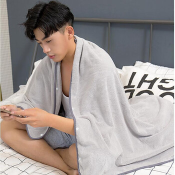 浴巾男女成人可穿裹比纯棉柔软吸水家用速干加厚大号毛巾套装男款灰色