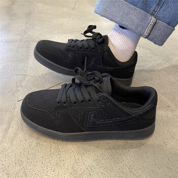 鞋男潮流2022年春秋季百搭情侣纯黑chic运动板鞋小众学生鞋男 纯黑色