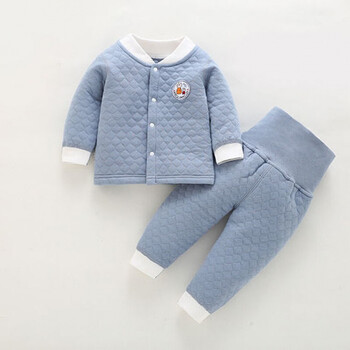 婴儿衣服秋冬空气棉套装小童保暖衣婴儿套装棉质秋冬保暖高腰护肚男女