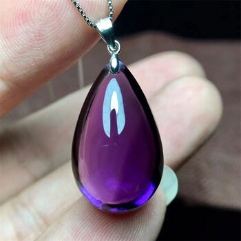 方锦象 紫水晶水滴形吊坠搭配925银链 尺寸约10*20mm *20mm