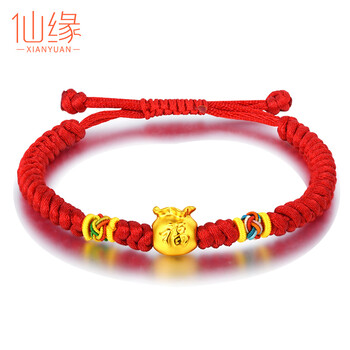 黄金手链福袋3D硬金福袋转运珠红绳手工编织