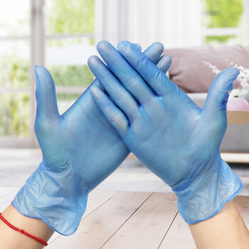 YUSO 玉手一次性手套黑色100只装PVC蓝色厨房清洁卫生手套餐饮加厚小龙虾 浅蓝色pvc S