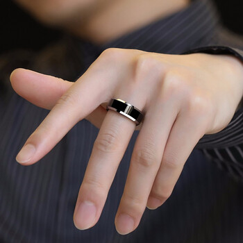 钨金潮男士戒指男款黑色尾戒韩版情侣食指霸气戒饰品配饰个性刻字时尚