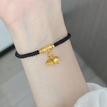 两世欢手链莲花莲蓬999转运珠编织手绳送女友闺蜜 两世欢黑绳 2金珠