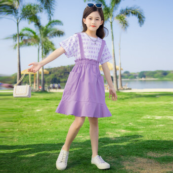 裙童装夏款十岁小女孩穿紫色两件套150建议身高140150cm体重6078斤