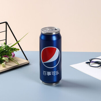 创意易拉罐可乐保温杯高颜值吸管杯学生女男杯子拉罐水杯 百事可乐500