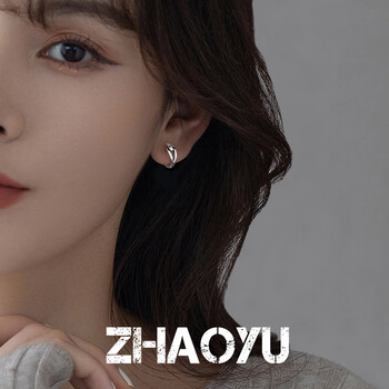 朝遇999足银圆圈水滴耳扣冷淡风耳环女个性时尚耳圈耳饰520情人节礼物