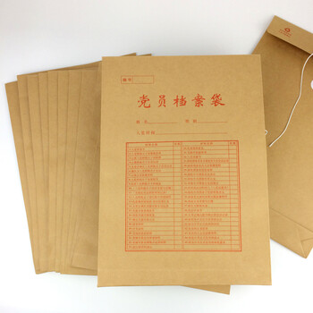 逸沁堂 a4党员档案袋210g大容量加厚进口牛皮纸发展预备党员资料袋a4