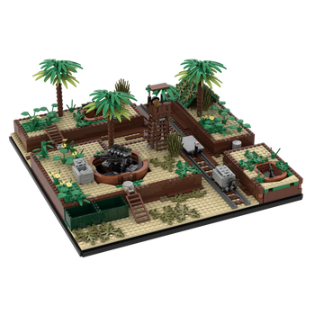 篝火之家兼容乐高军事积木二战斯大林防御堡垒场景战争废墟战壕人偶