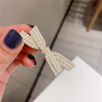 蝴蝶结发夹顶夹刘海夹边夹少女发卡夹子发饰头饰潮蝴蝶结珍珠发夹金色