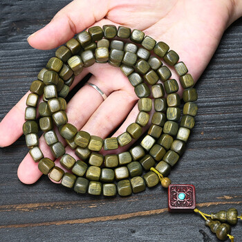 优诗诺youshinuo复古绿檀木手串女森系菩提手链情侣佛珠檀香念珠莲花