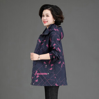 珂源羊品牌中老年女装外套春装风衣妈妈老年人奶奶女 蓝色 6XL
