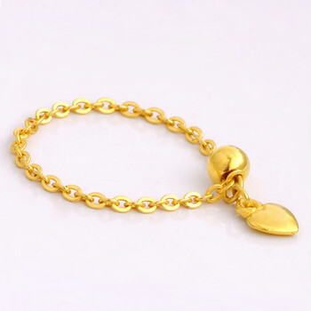 京牧足金999转运珠爱心软戒指黄金实心心形指环简约个性尾戒7号约073