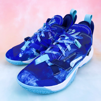 适配 why ner0.4 威少4蓝白梦境镭射蓝色渐变鞋带 蓝色扎染鞋带 140cm