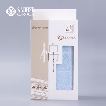 洁丽雅（grace）毛巾单条礼盒装新疆长绒棉毛巾纯棉 兰色粉色随机发 72*34cm 100g