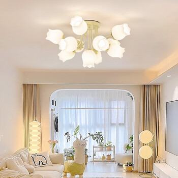 凡甄奶油风法式客厅吊灯 纯白花朵温馨浪漫简约餐厅灯卧室房间主灯 11