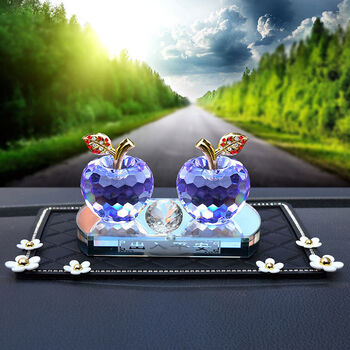 汽车摆件创意车载水晶苹果香水座车内除异味平安果装饰品出入平安款