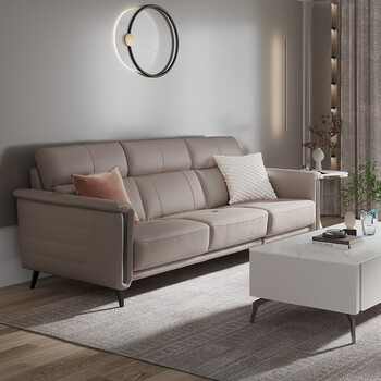 真皮沙发客厅小户型现代简约头层牛皮组合家具 3023 奶杏色三人位 年