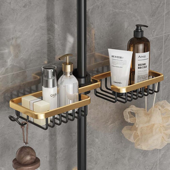 普罗科尼 花洒置物架浴室洗澡间免打孔太空铝卫生间淋浴房花洒杆厕所