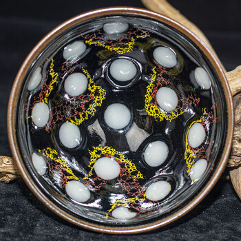 非遗传承人 卢国伟【蝴蝶珍珠斑盏】建阳建盏礼盒装 口径9.