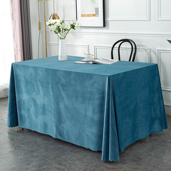 高品质荷兰绒会议桌布长方形办公室展会活动台布丝绒培训酒店桌套