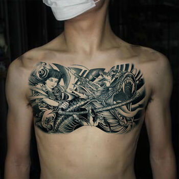 纹身贴 盗墓笔记张起灵小哥同款 男女防水大图案贴纸 a1107胸甲哪吒 2